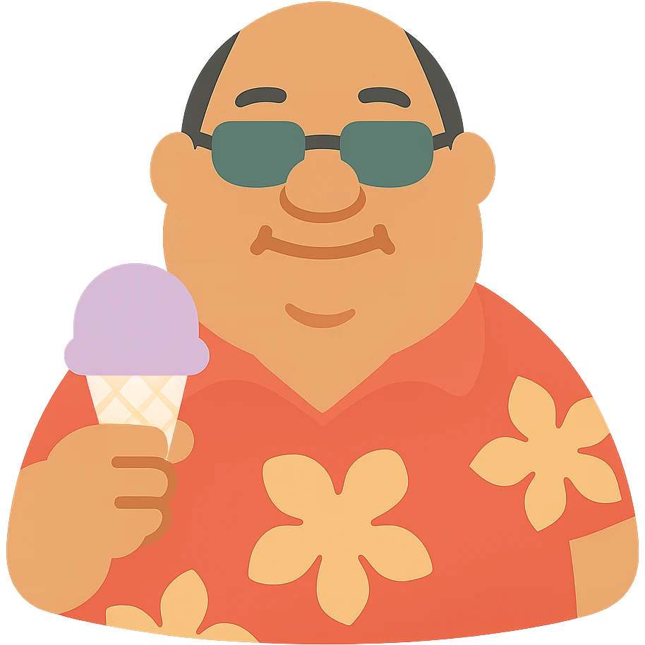fat man with ice cream, inspired by Lilo and Stitch emoji