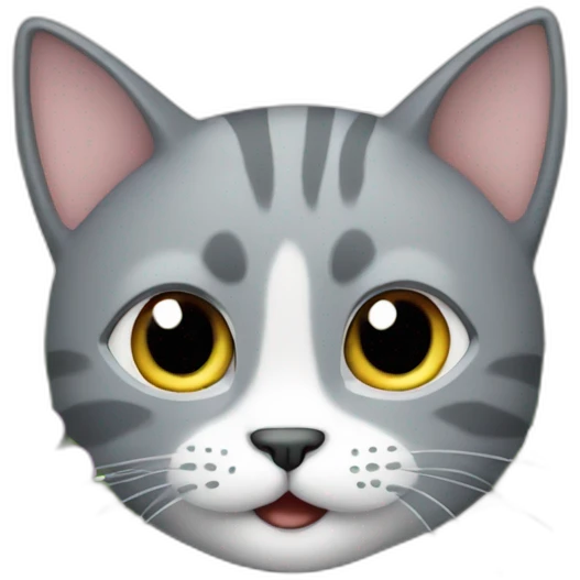 Cartoon Grey cat playing in the garden emoji