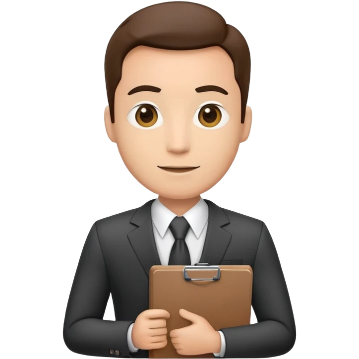 Professional business manager in a suit with a clipboard emoji