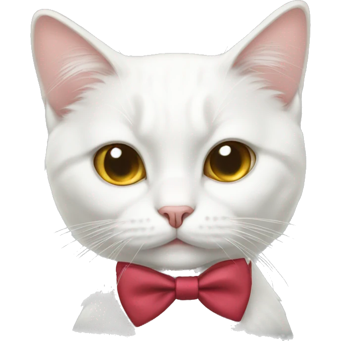 White cat wearing a bow tie  emoji