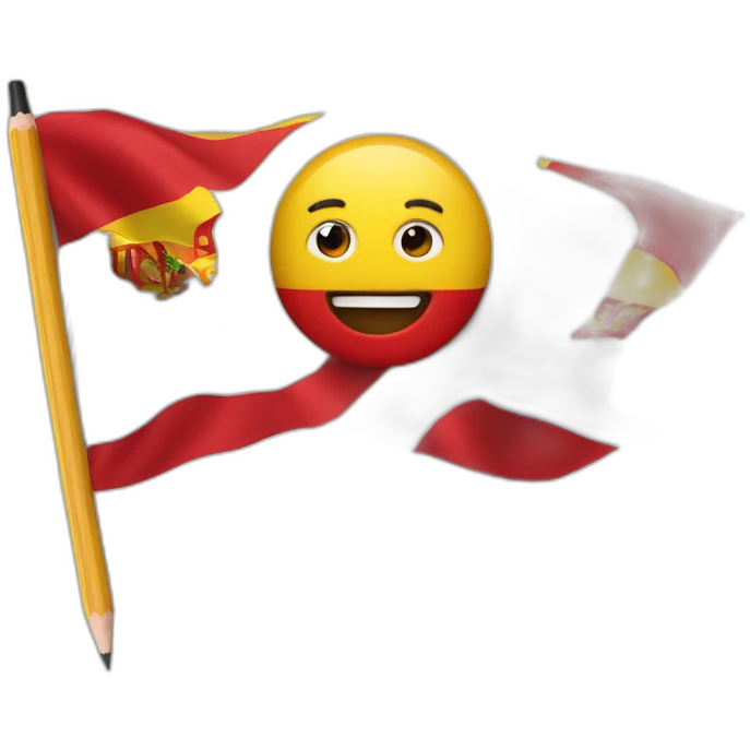 superhero pencil wearing a spain flag emoji