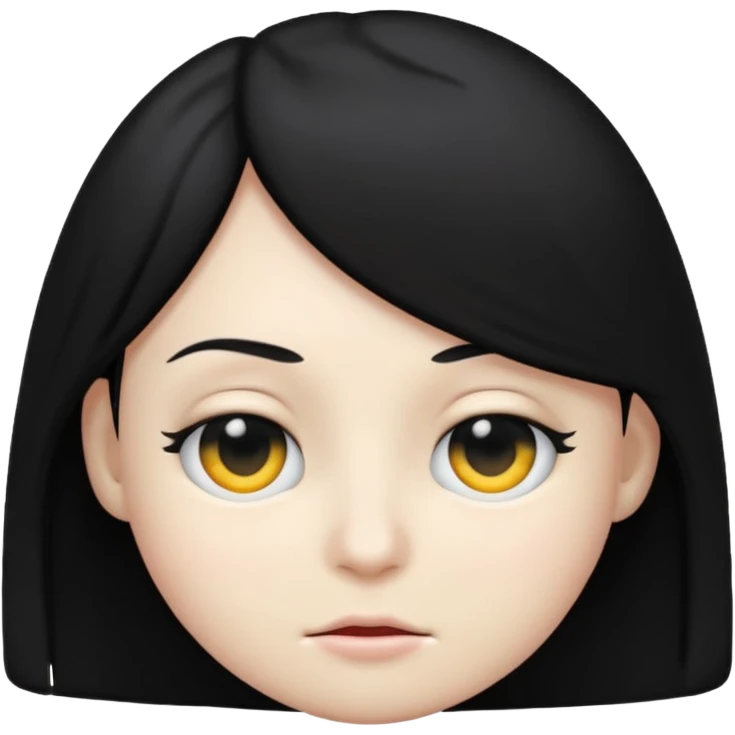Emoji with black hair covering an eye emoji