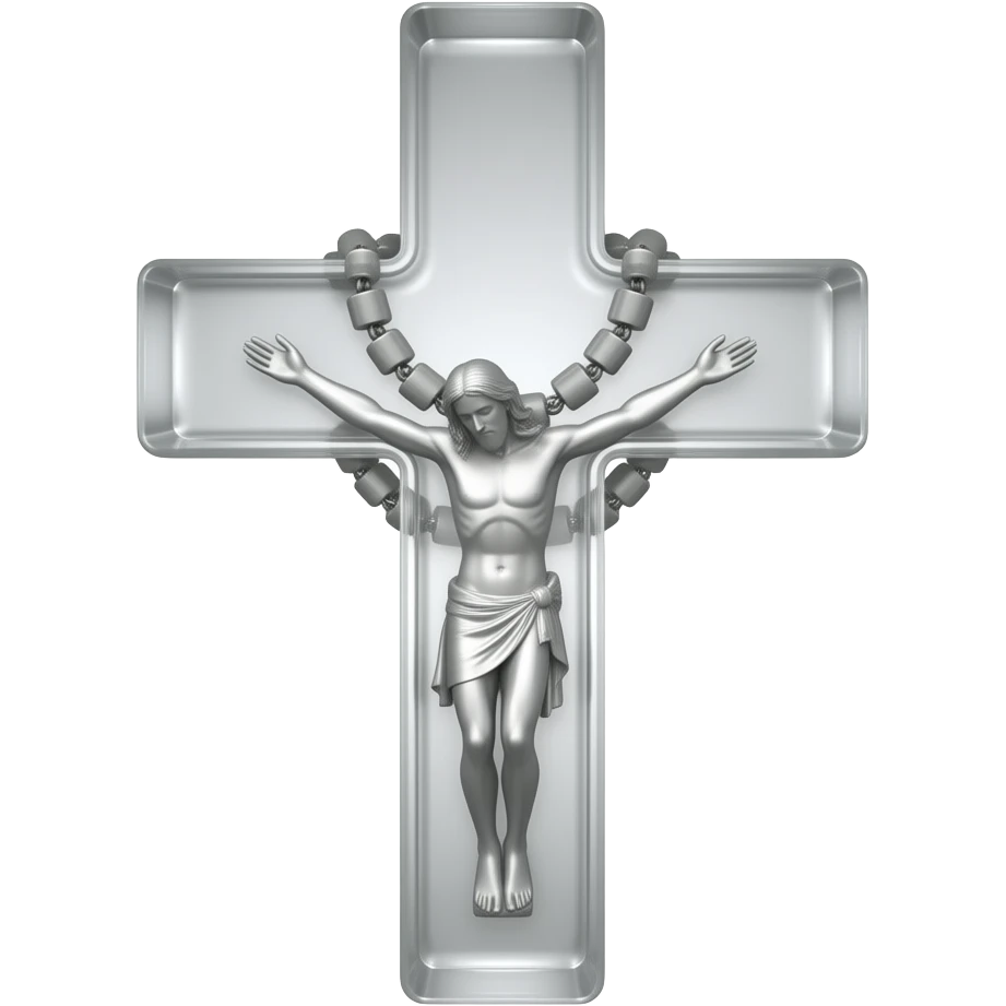 cruz sagrada silver gray  vidro brilhante com rosário silver gray vidro brilhante emoji