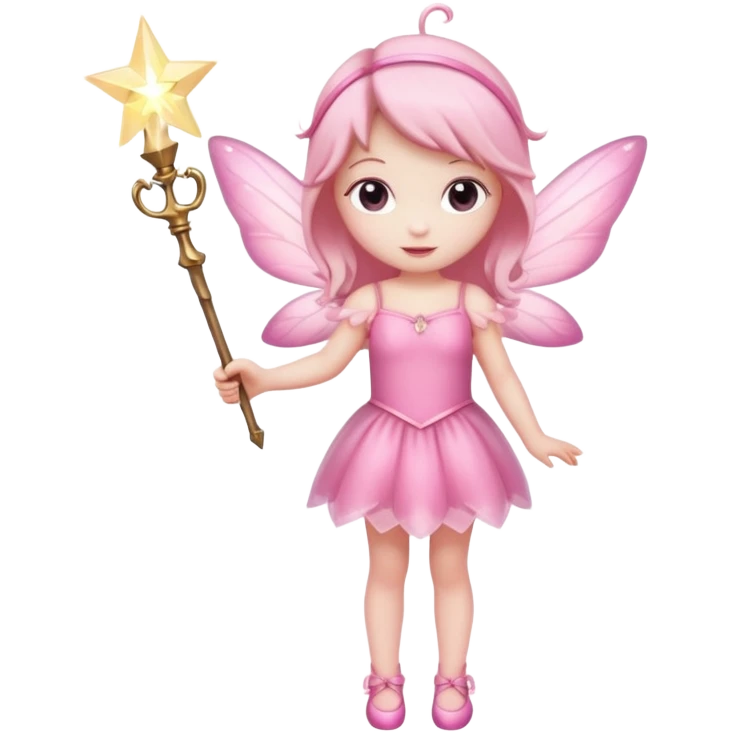 full body of little pink fairy emoji