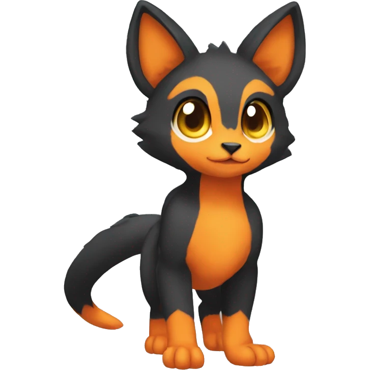 Cute cool black orange animal hybrid Fakemon full body emoji