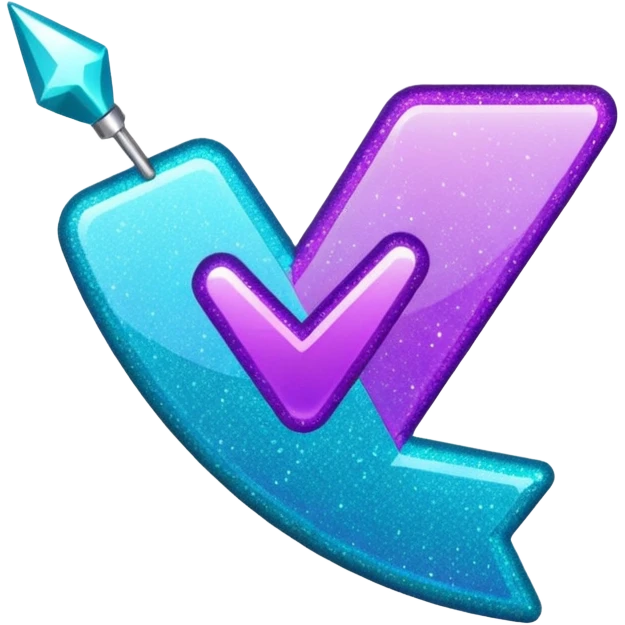 Glitter Purple and Cian Mark Check emoji