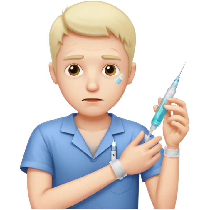 sick man getting syringe shot arm emoji