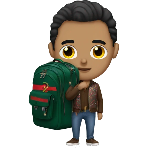 Turkish guy with fake Gucci bag emoji