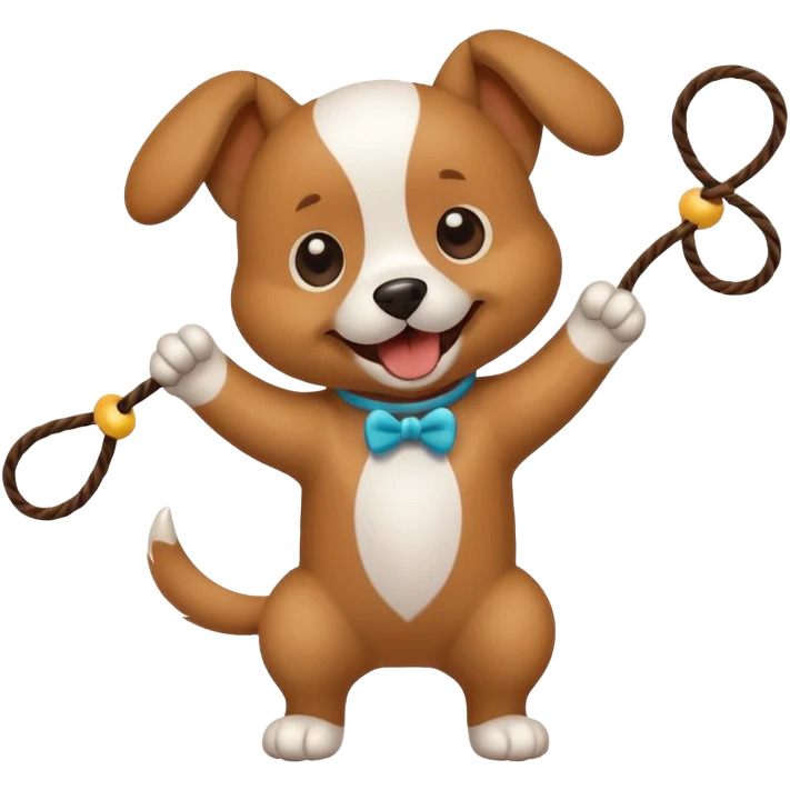 dog playing with a string toy emoji