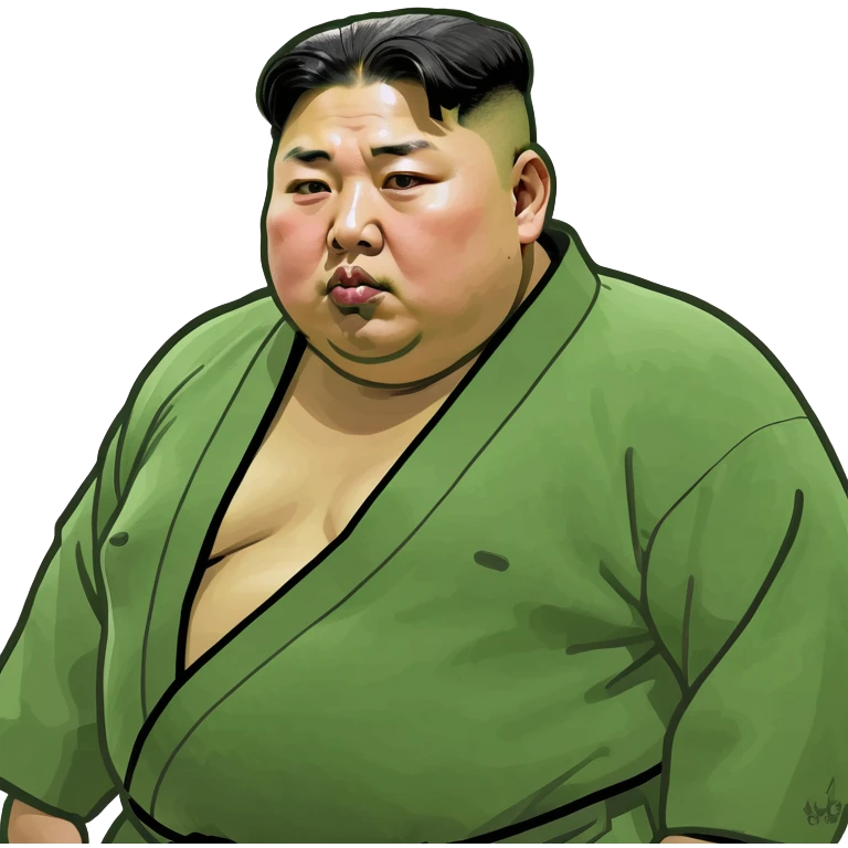 Kim Jong Un bowling looking like a sumo emoji