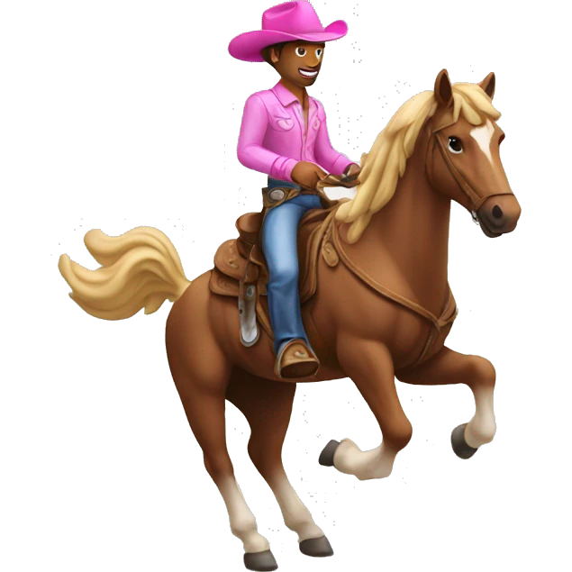 cowboy riding a horse with a pink hat emoji