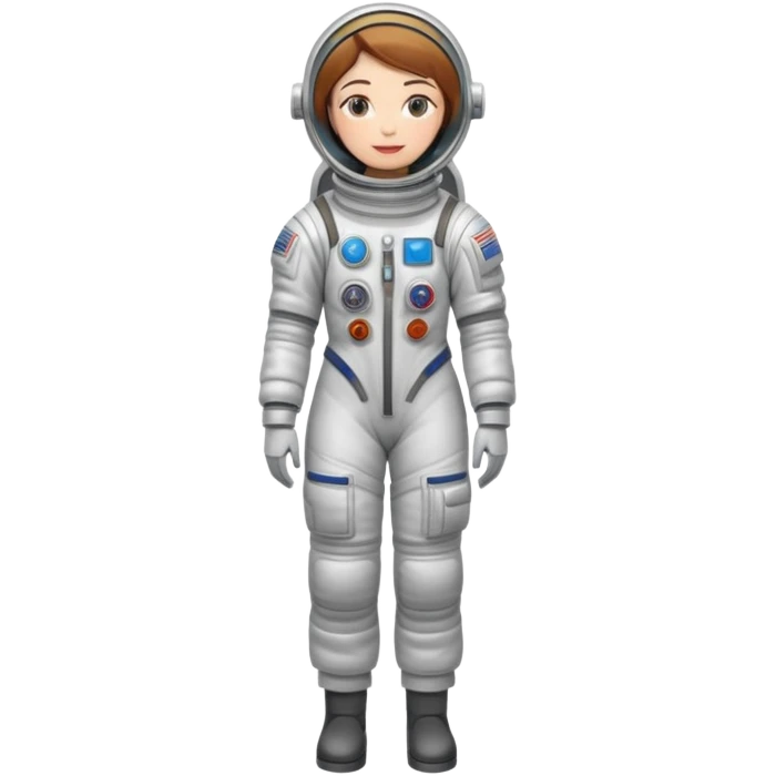 female cosmonaut in full length, standing, space suit, woman astronaut emoji