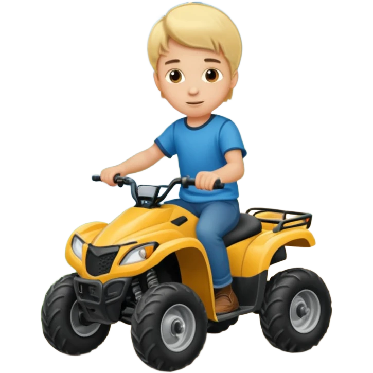 Please make a young blonde boy riding a fourwheeler emoji