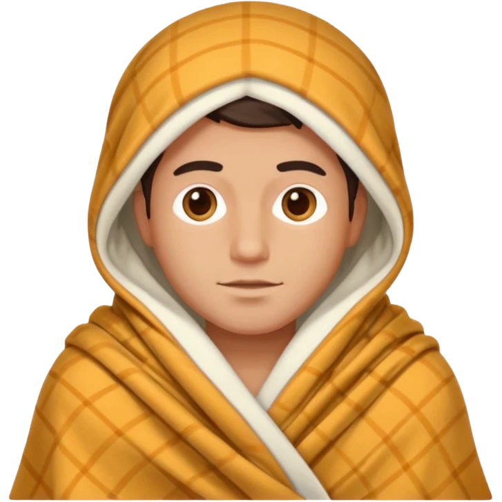 Man wrapped in blanket emoji