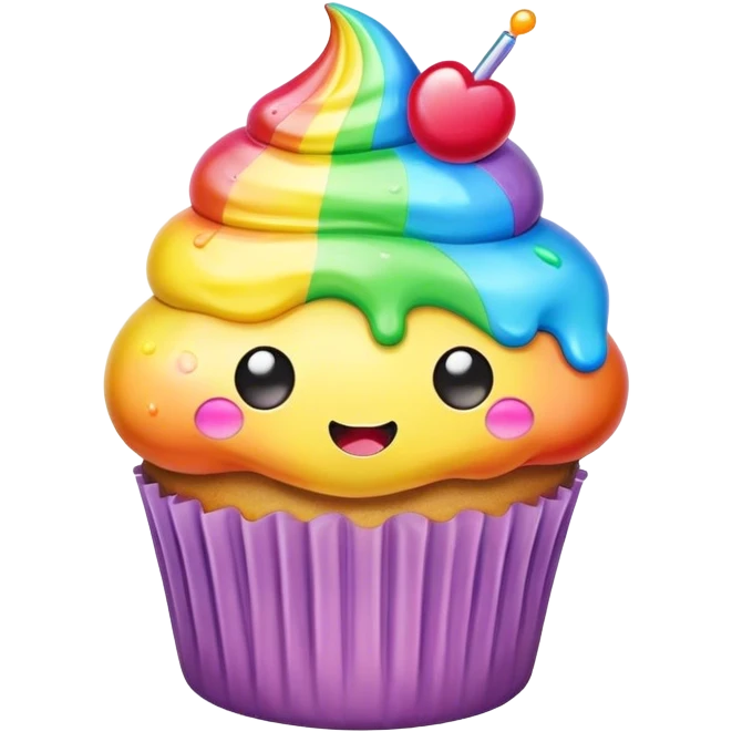 melted rainbow kawaii cupcake emoji