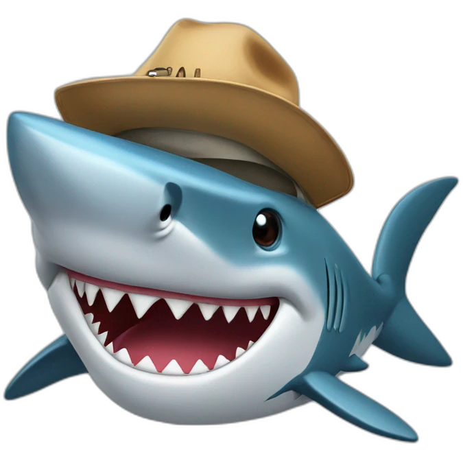 A shark with bqq a hat emoji