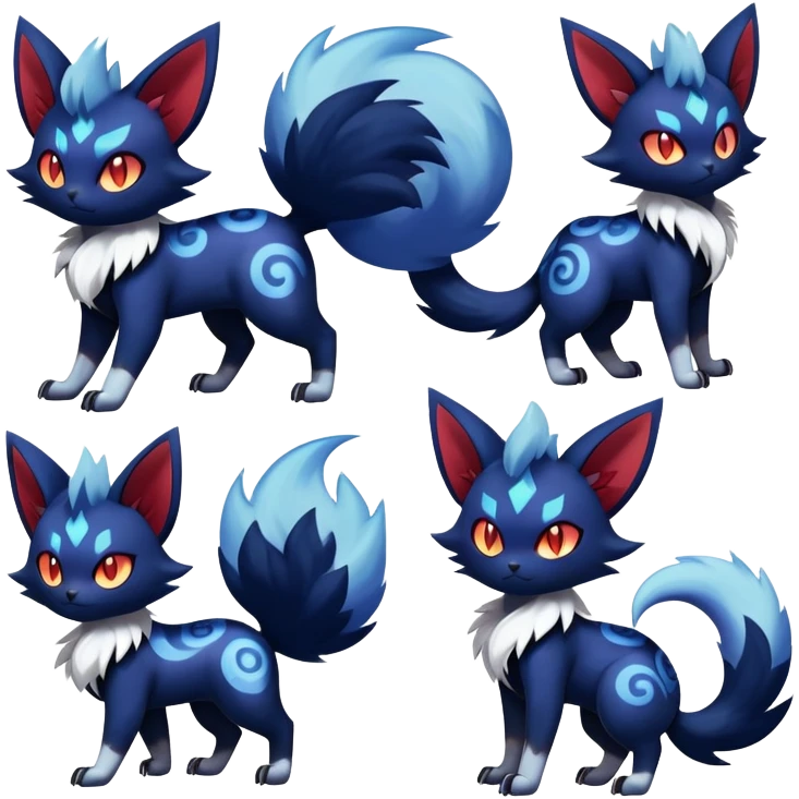 Shiny Evil mExotic Badass Colorful Ethereal Royal Mysterious Gothic Meowstic-Zorua-Litten-Noibat-Pokémon-Fakémon-hybrid-creature (full body) with random pattern-markings emoji