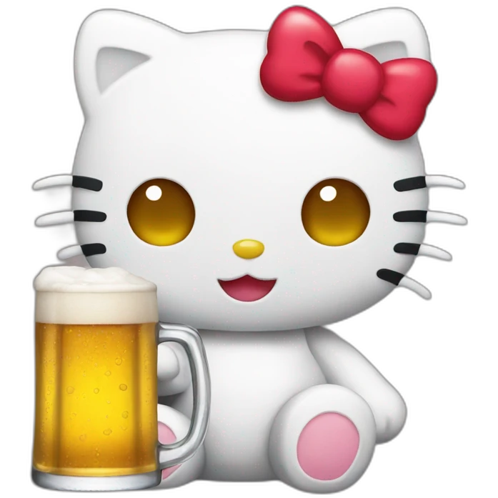 Hello kitty drinking beer emoji