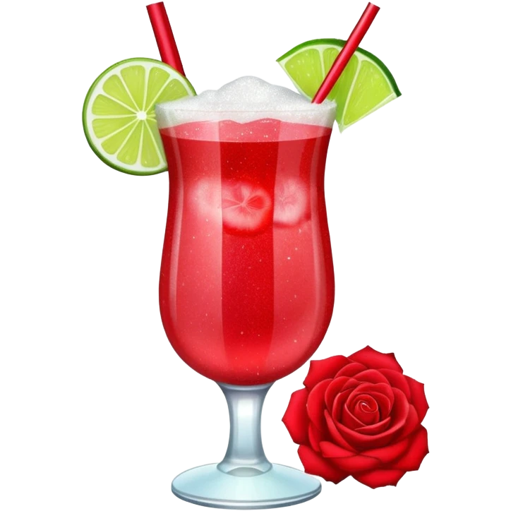 Glittery with roses red mocktail emoji