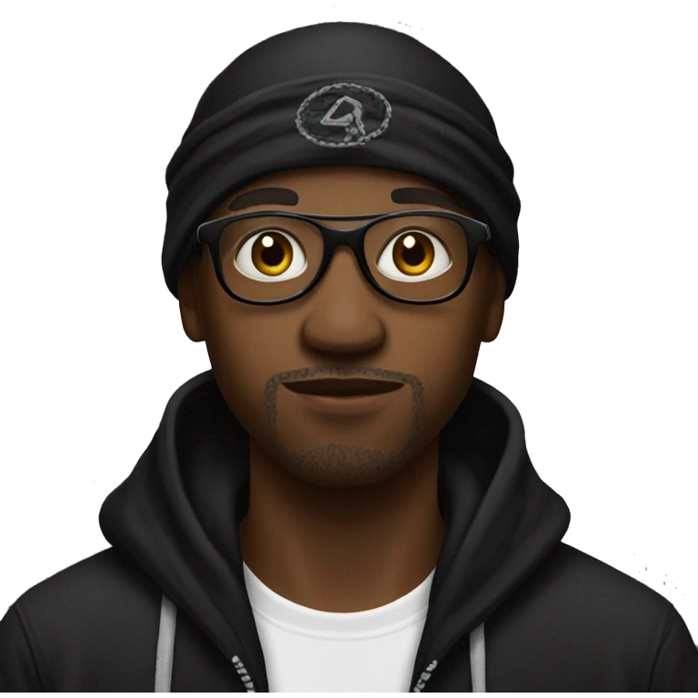 Rapper programmer in a black bandana emoji