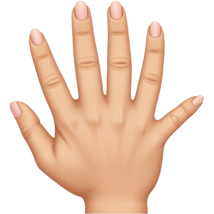 there's a space between thum and index finger. While index, middle, and ring finger are close to each other and there's also a space between ring and pinky finger. emoji
