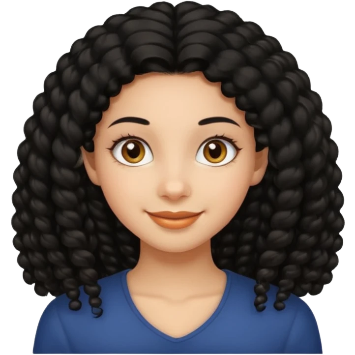 girl, long black coily hair, beautiful hazel eyes emoji