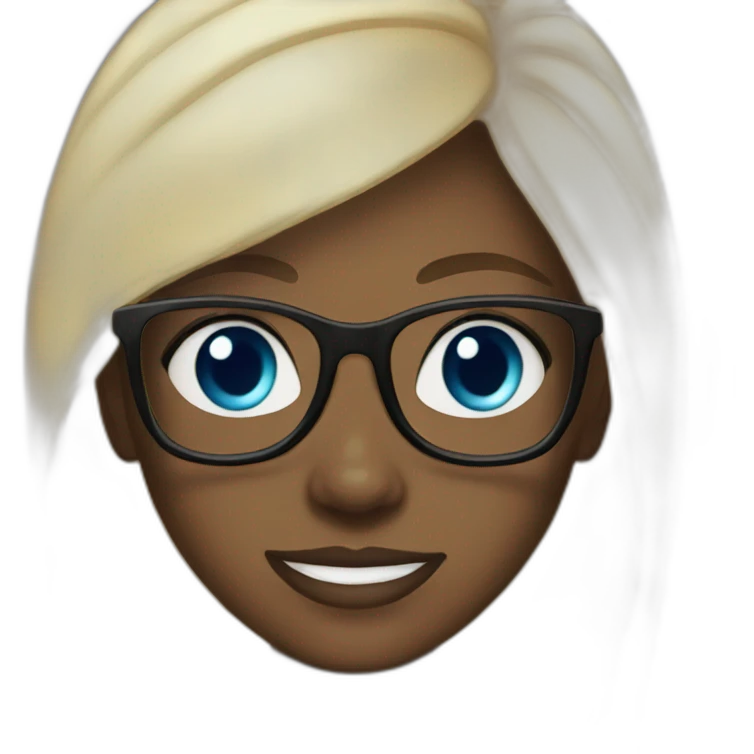 Black girl long blond hair blue eyes glasses emoji