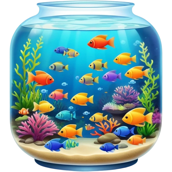 colorful aquarium with tropical fish emoji