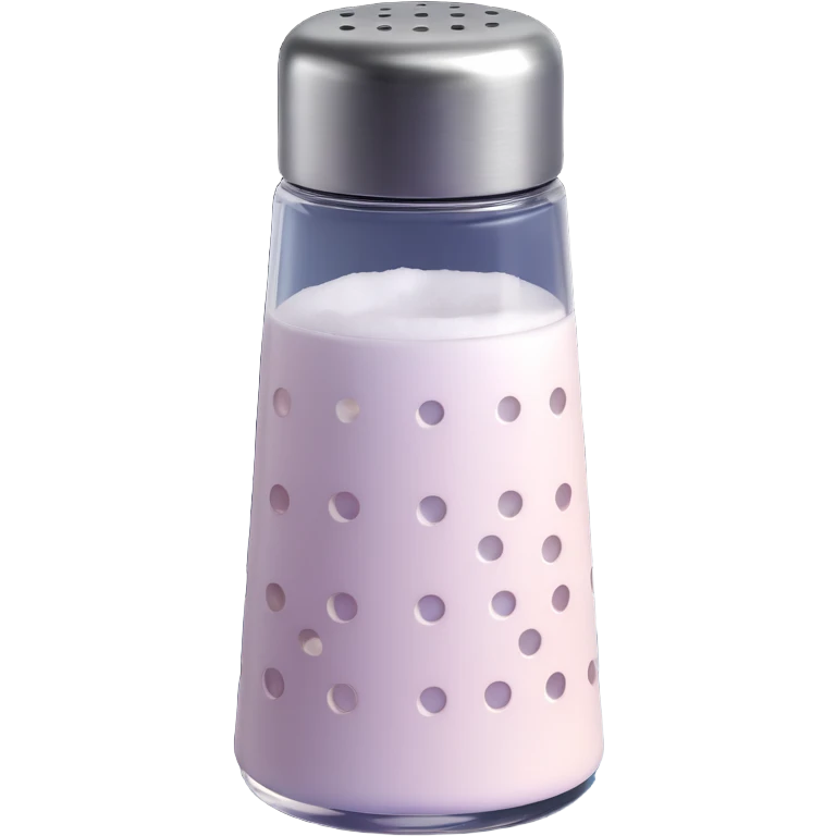 Add salt shaker holes to the top of the salt shaker. Keep everything else exactly the same, iOS emoji style, 3D, shiny, smooth gradients, soft shadows, realistic salt shaker shape, metallic lid, no face. Add a subtle highlight to the glass. emoji