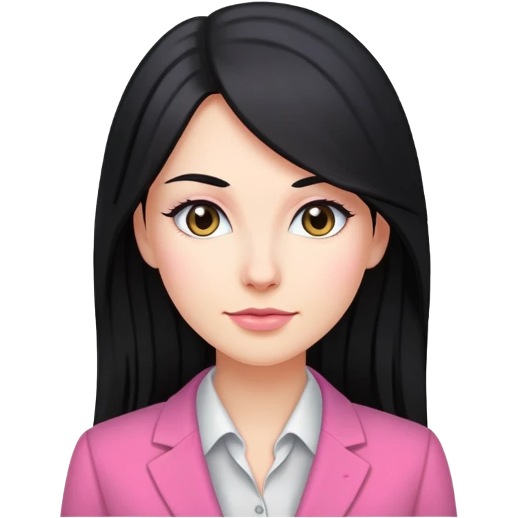 Business chlothes pink woman caucasian long black hair girl emoji