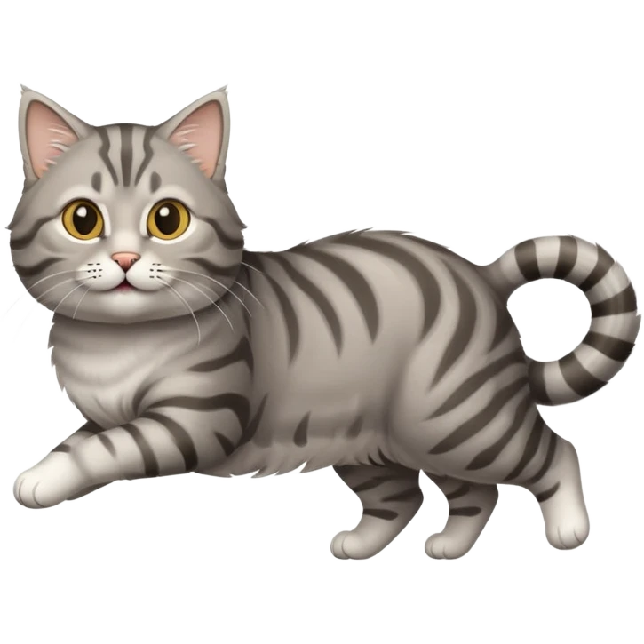 Gray tabby cat prancing emoji