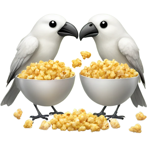 Bird feeding another bird popcorn emoji