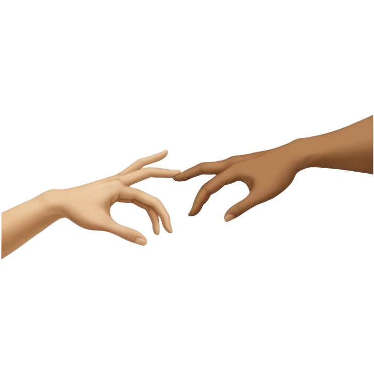 two hands reaching out to each other like in the painting of the creation of Adam emoji