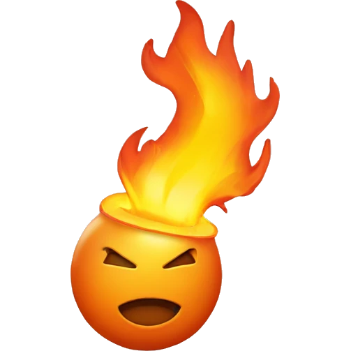 orange ball on fire flying through the air emoji