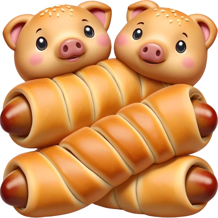 cute little sausage wrapped in dough as pigs in a blanket emoji
