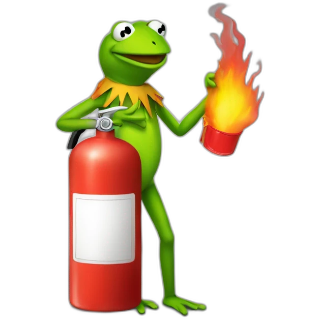 kermit frog holding fire extinguisher emoji