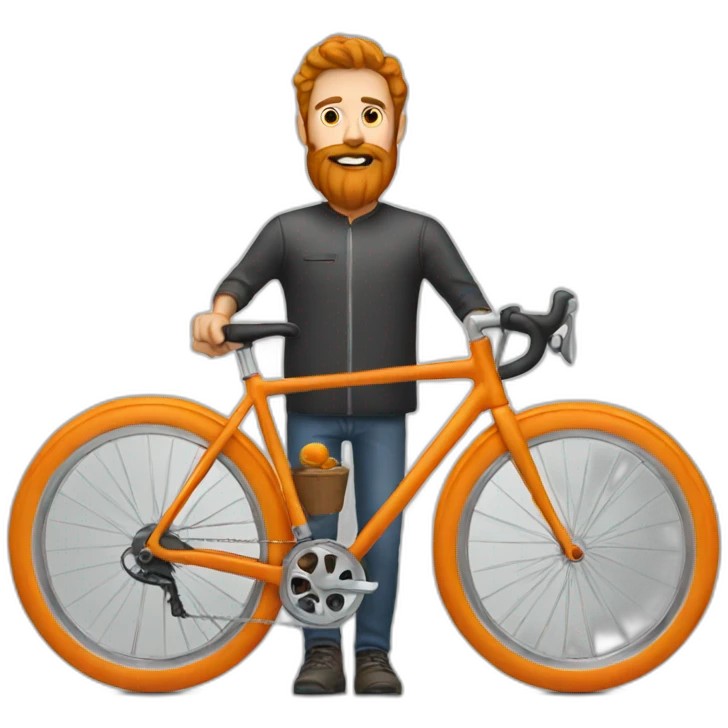 a man with a beard on an orange bike emoji
