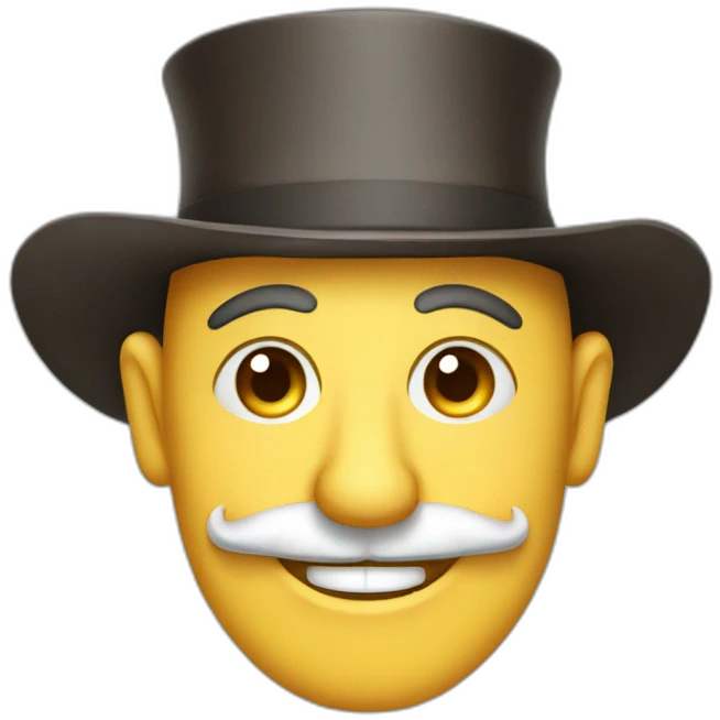 Happy merchant with small hat, crooked nose and a monocle emoji