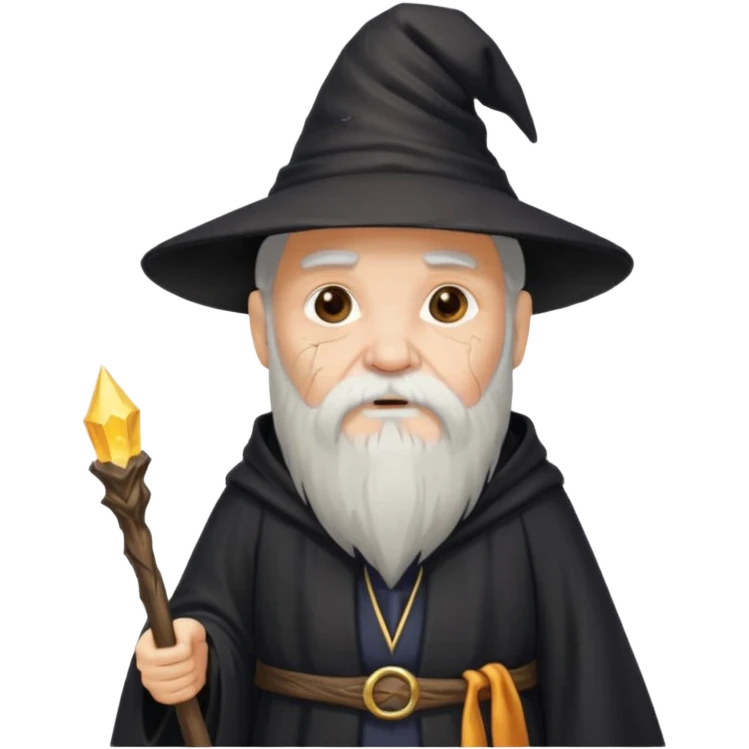 old wizard with cracked skin black robe and wizard hat  emoji
