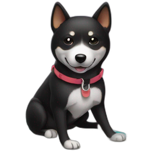 black shiba on surfboard emoji