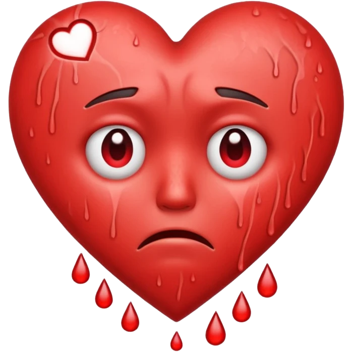 heart symbol showing stress with expressive lines, sweat drops, worried face emoji