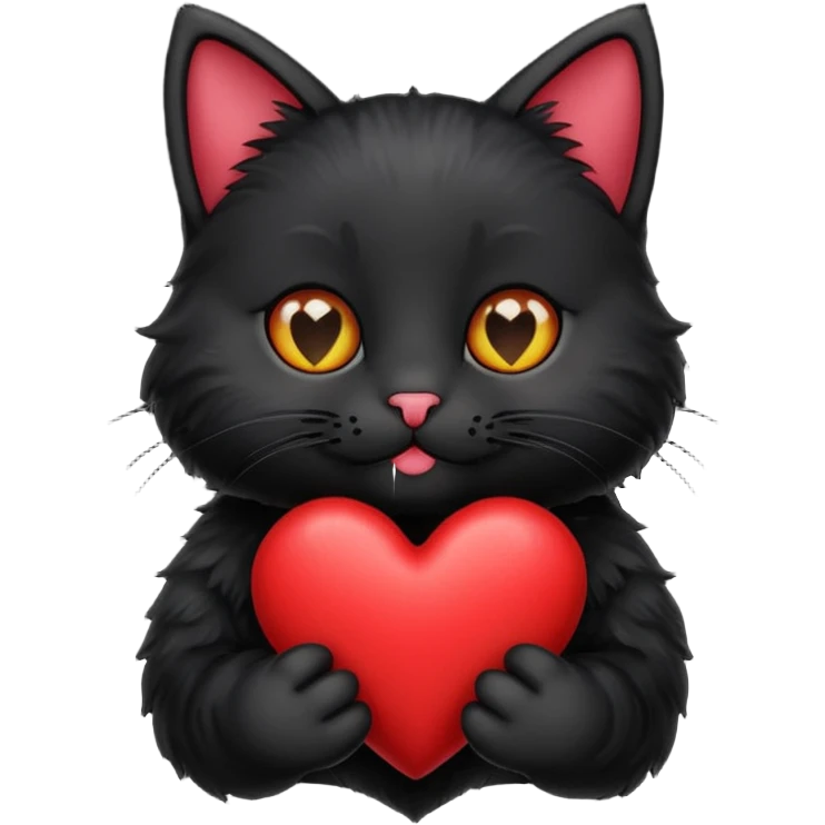 Black kitty holding an heart emoji