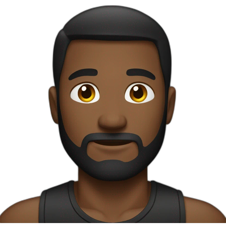 man wearing black with muscles emoji