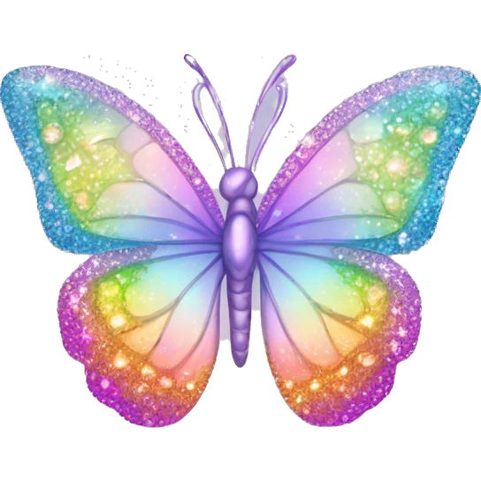 Sparkly Pastel rainbow-gradient iridescent crystal butterfly emoji