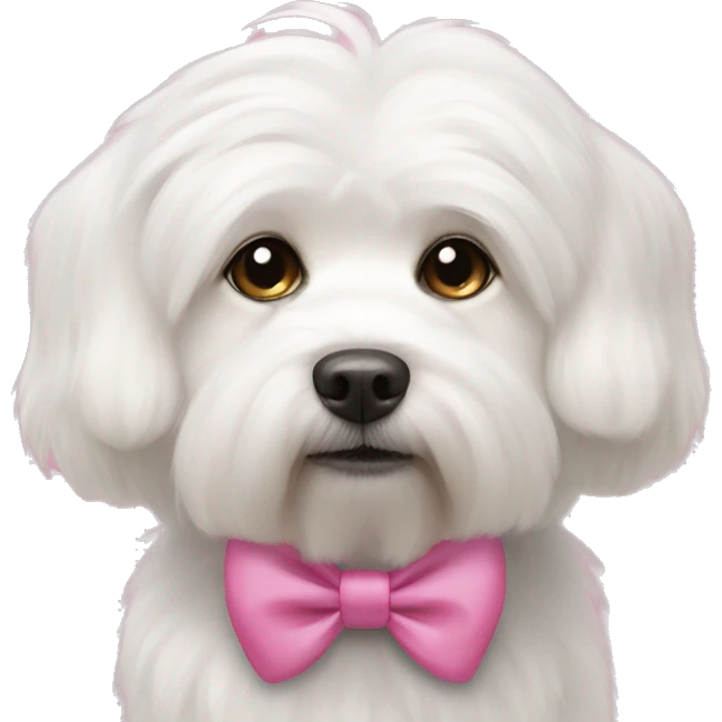 Cotton de tulear white dog with pink bow emoji