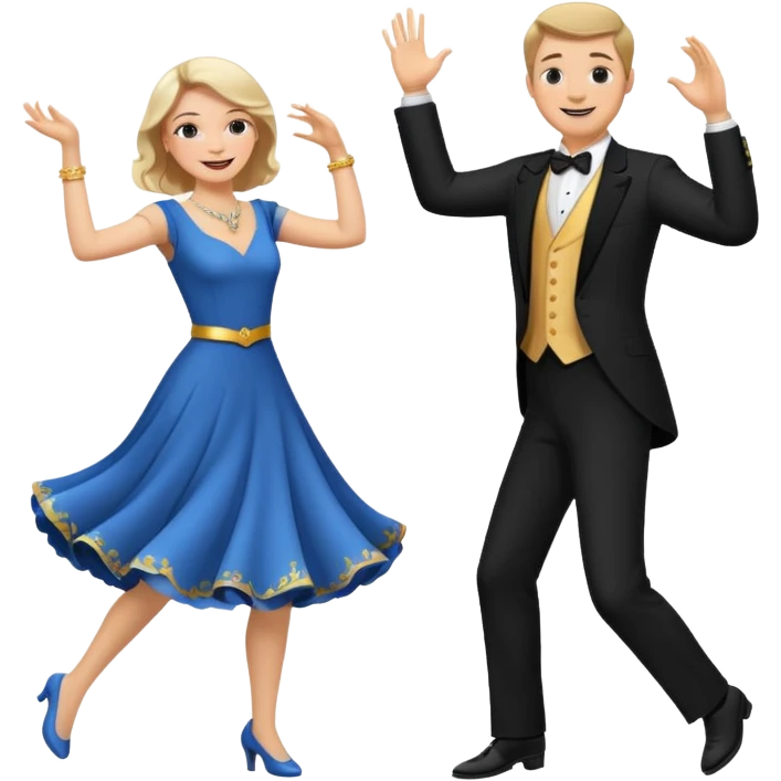 White Man and white woman dancing white emoji