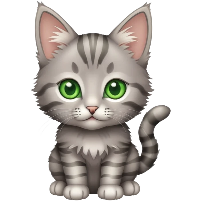 grey tabby kitten green eyes emoji