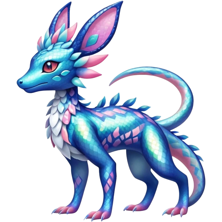 Colorful Shiny Exotic Amaura-Salandit-Aurorus-Sylveon-Fakémon-hybrid-creature (full body)  emoji