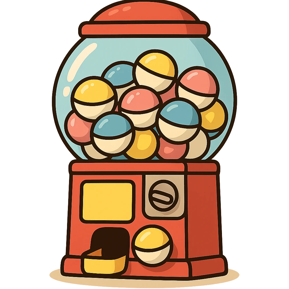 roblox gacha simple bold toy capsule machine vibrant game reward theme emoji