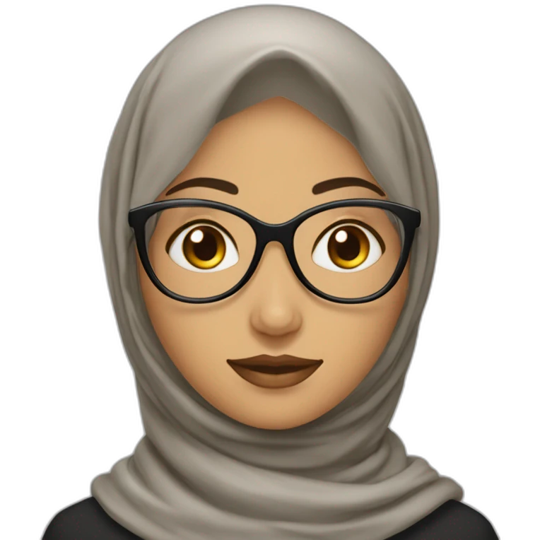 femme agée mosulmane avec hijab avec les lunettes emoji